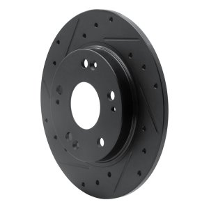 Honda CR-Z Brake Rotor (1) - Rear Left - R1 Concepts - Drilled & Slotted - Black - `11-`15